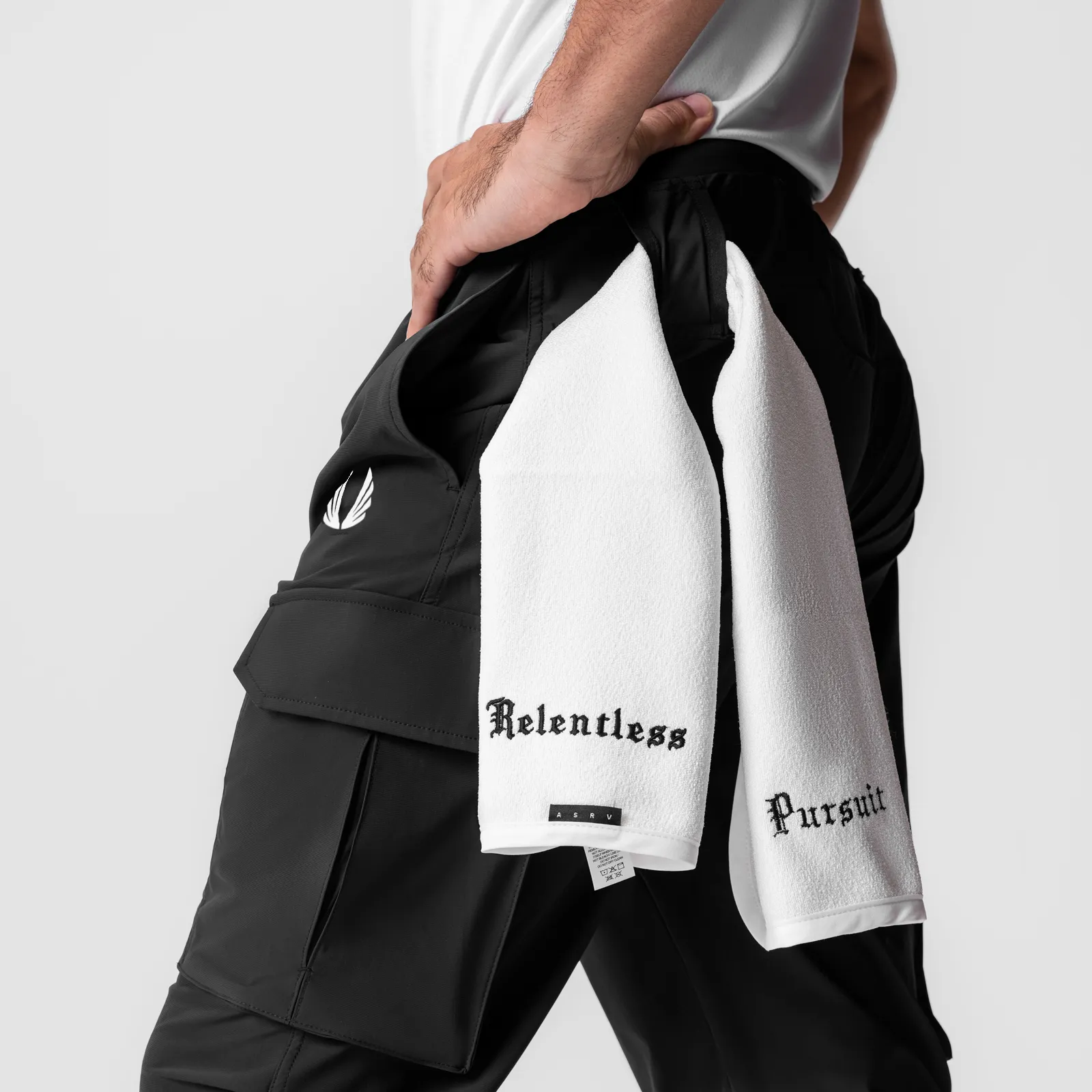 0825. Tetra-Lite™ Cargo High Rib Jogger - Black "White Wings"