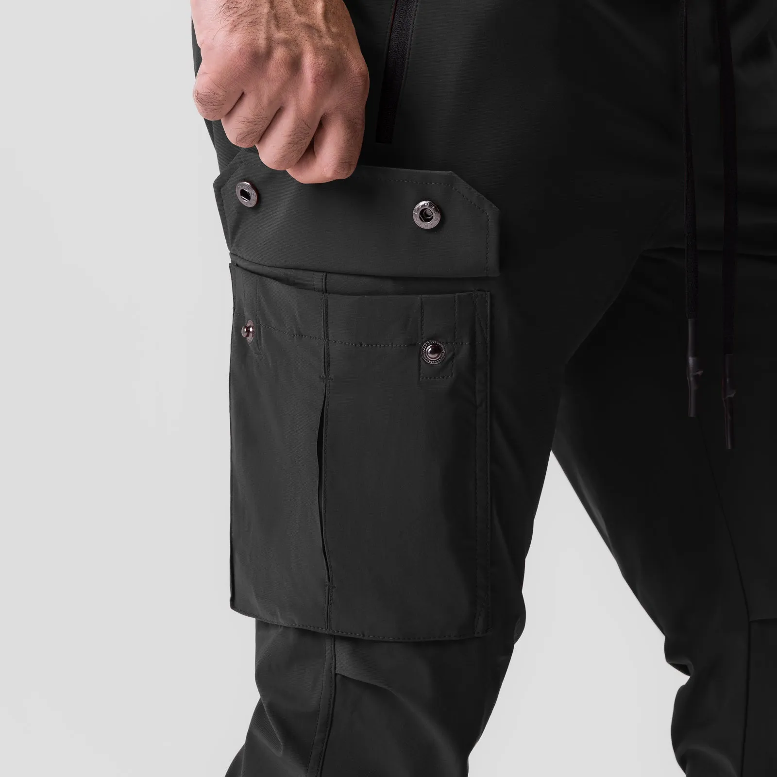 0825. Tetra-Lite™ Cargo High Rib Jogger - Black "White Wings"
