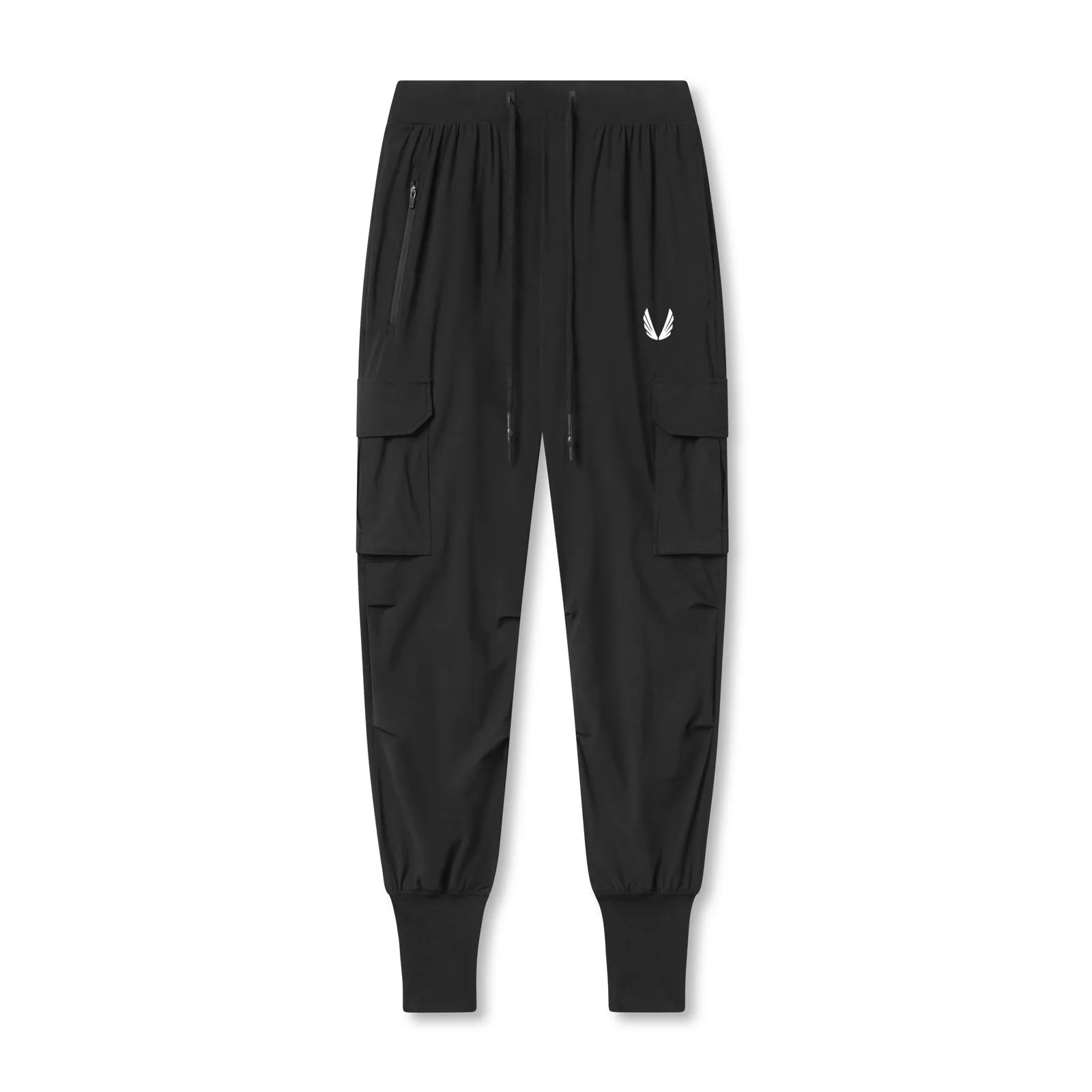 0825. Tetra-Lite™ Cargo High Rib Jogger - Black "White Wings"