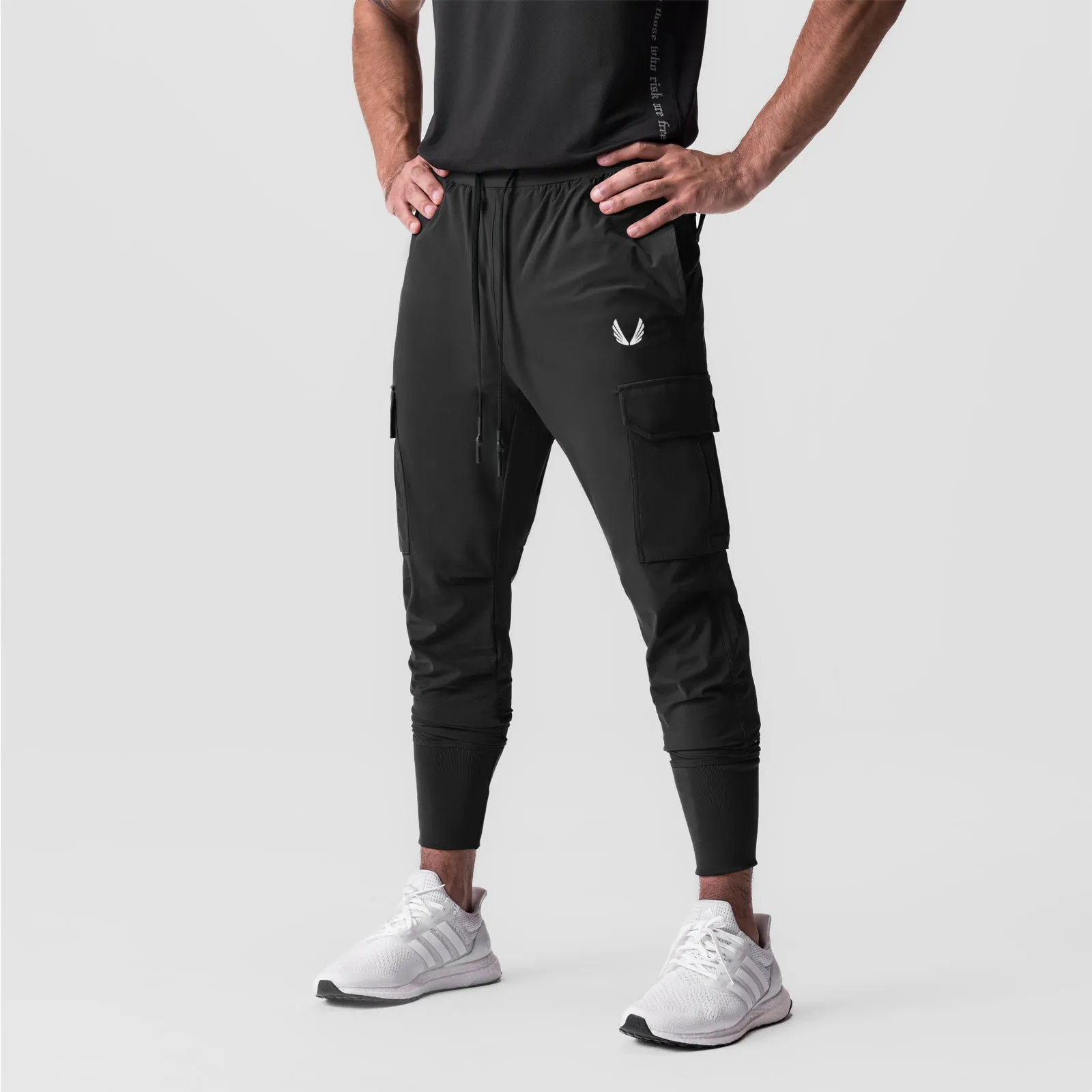 0825. Tetra-Lite™ Cargo High Rib Jogger - Black "White Wings"