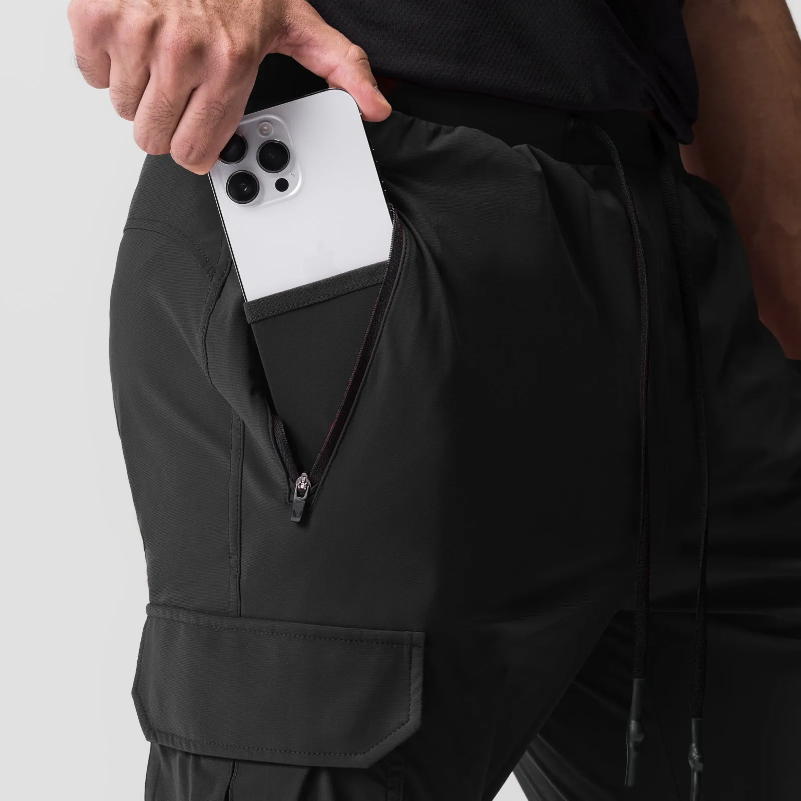 0825. Tetra-Lite™ Cargo High Rib Jogger - Black "White Wings"