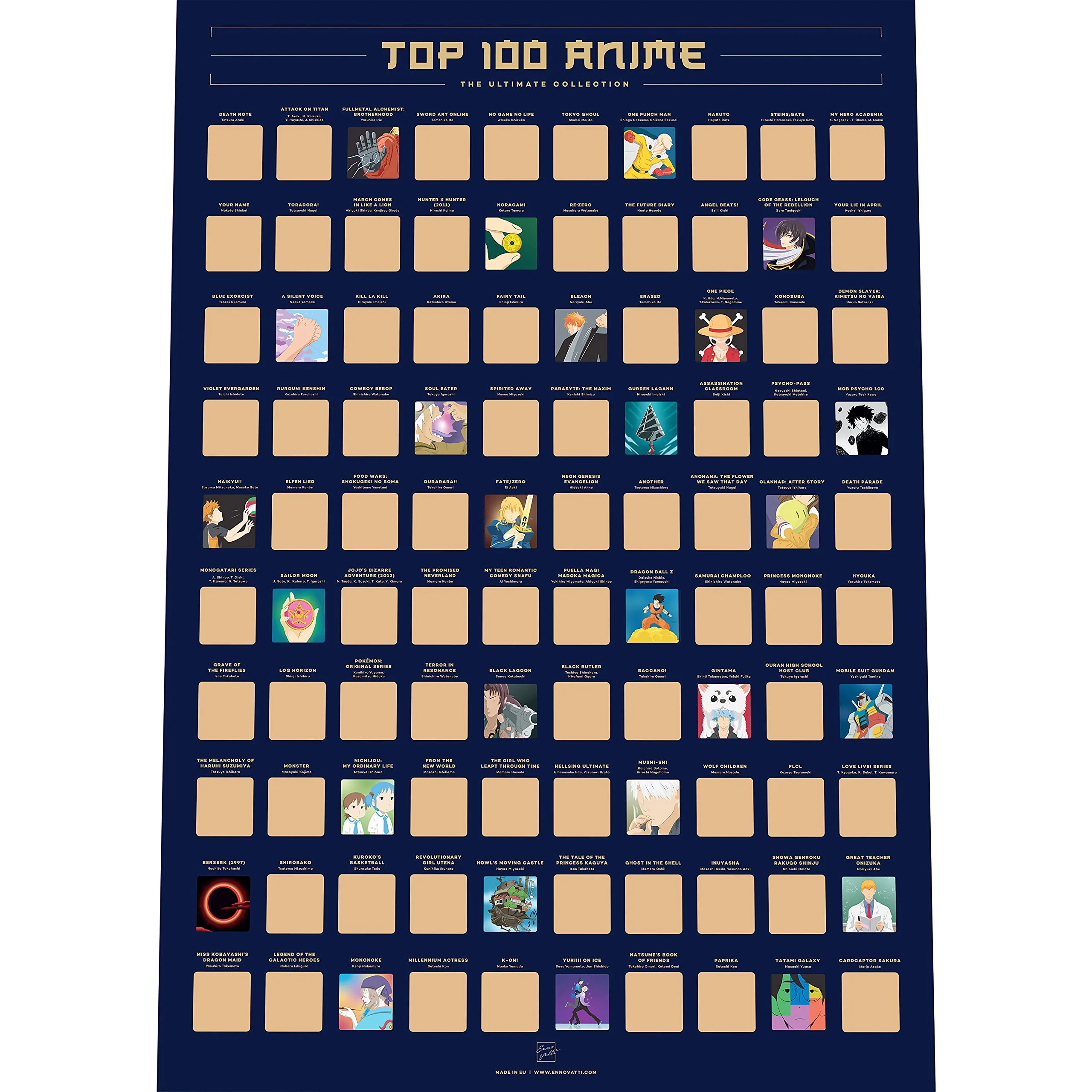 100 Movies Scratch Off Poster - Top Films Of All Time Bucket List