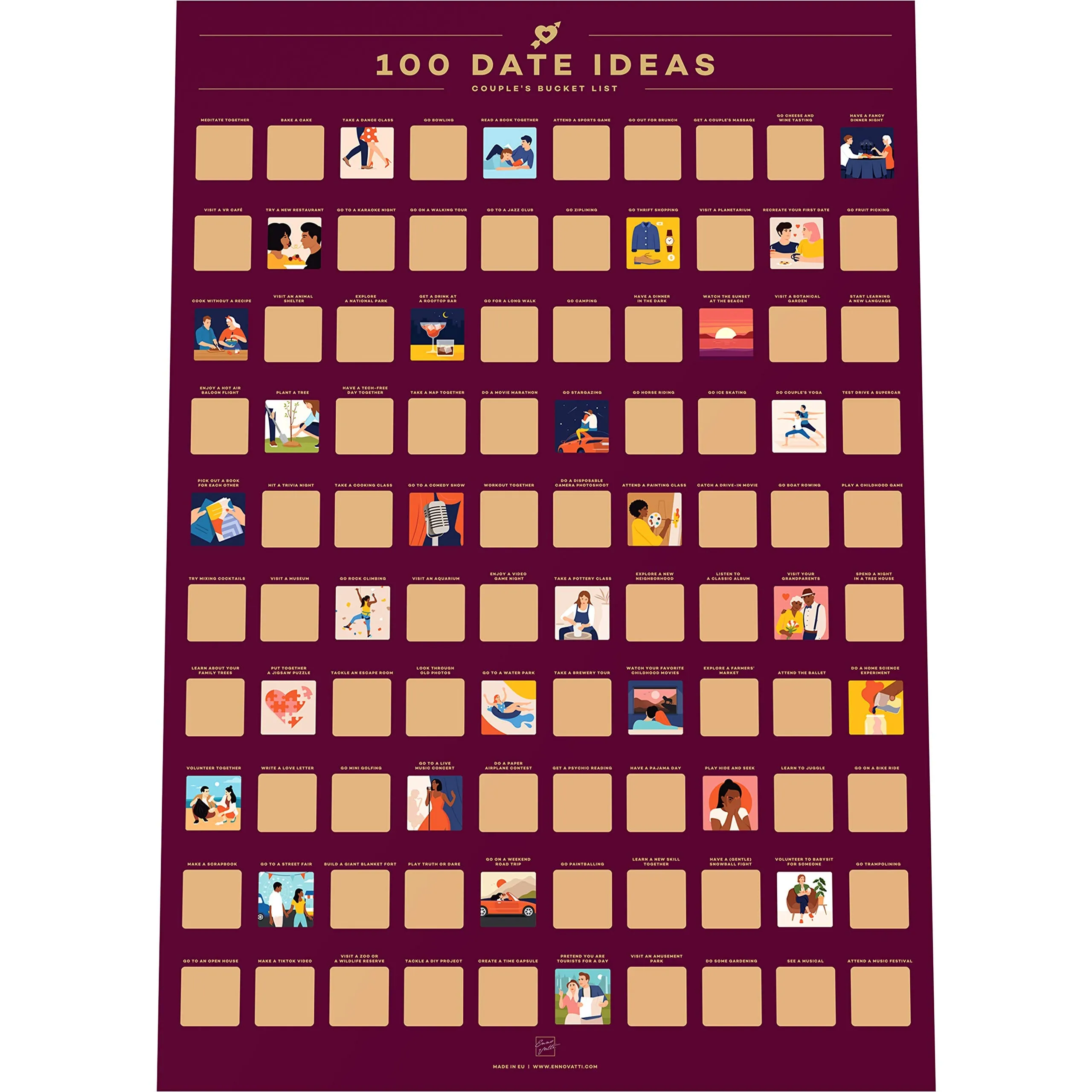 100 Movies Scratch Off Poster - Top Films Of All Time Bucket List