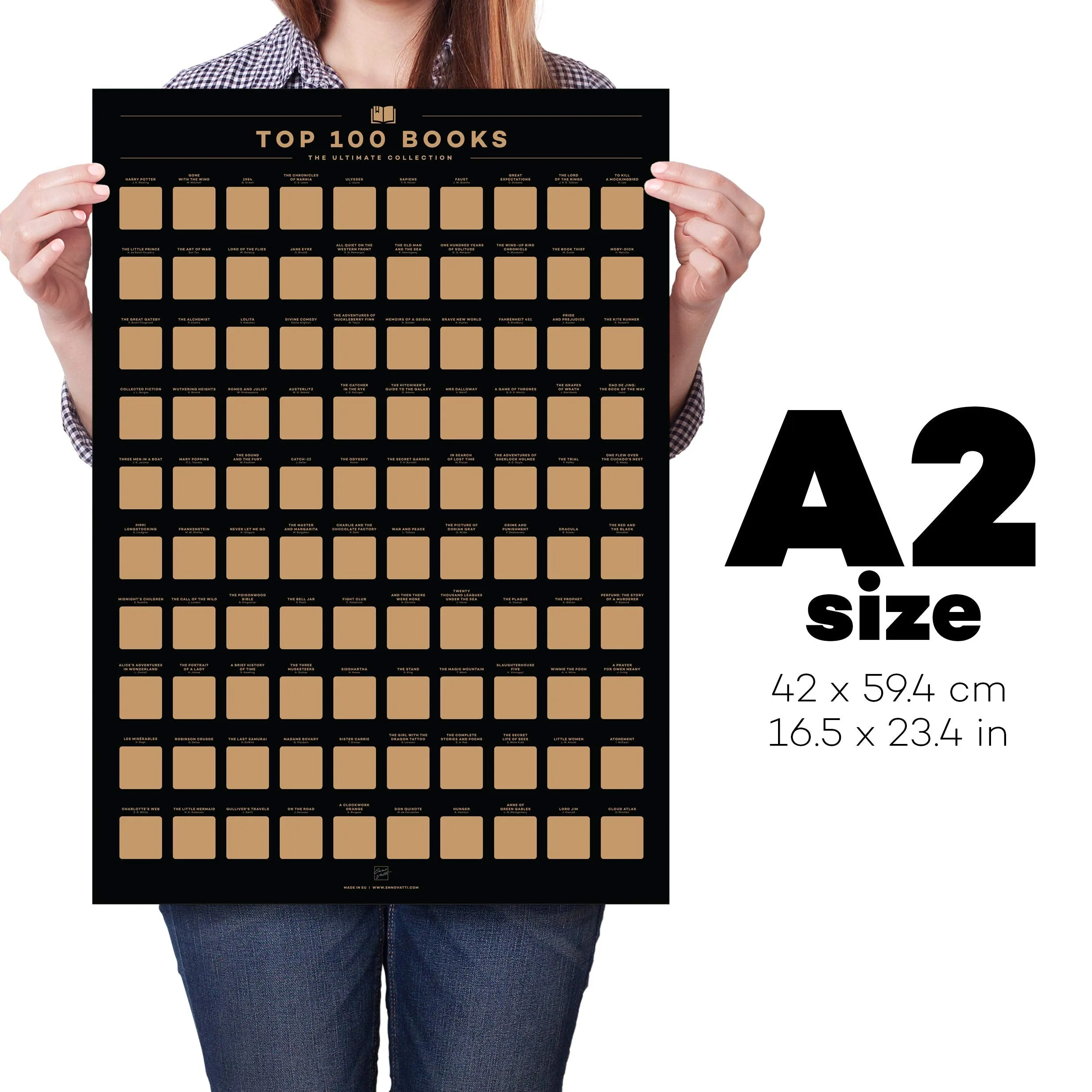 100 Movies Scratch Off Poster - Top Films Of All Time Bucket List