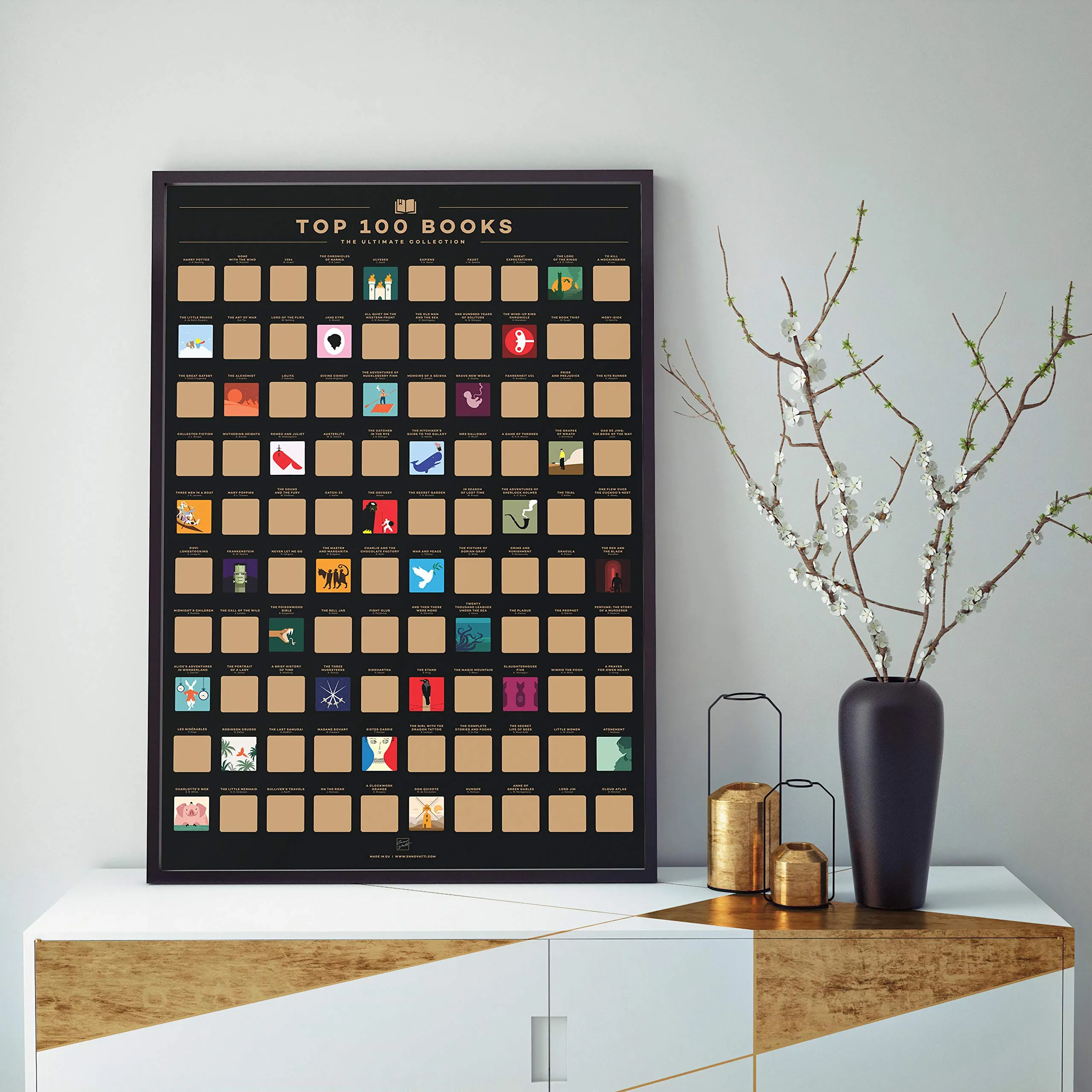 100 Movies Scratch Off Poster - Top Films Of All Time Bucket List
