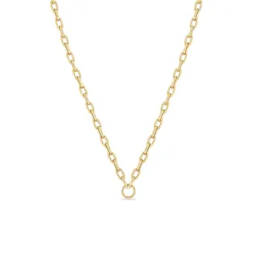 14k Gold Circle Medium Square Oval Chain Necklace