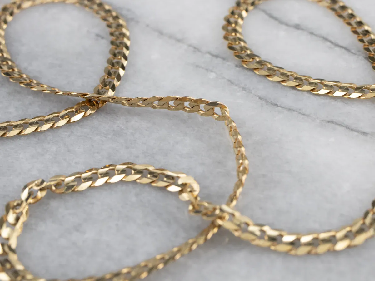 14K Gold Flat Curb Chain Necklace