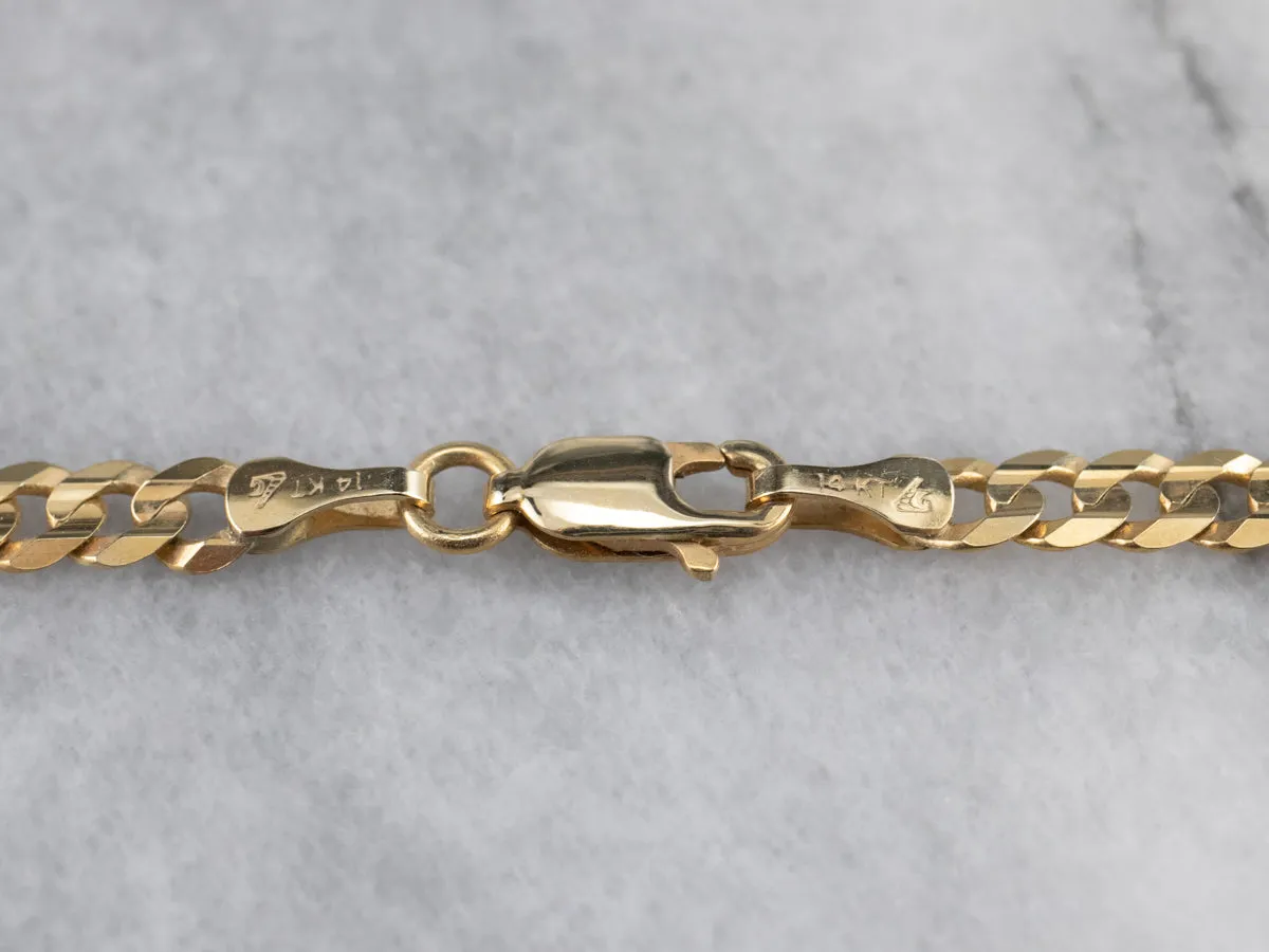 14K Gold Flat Curb Chain Necklace