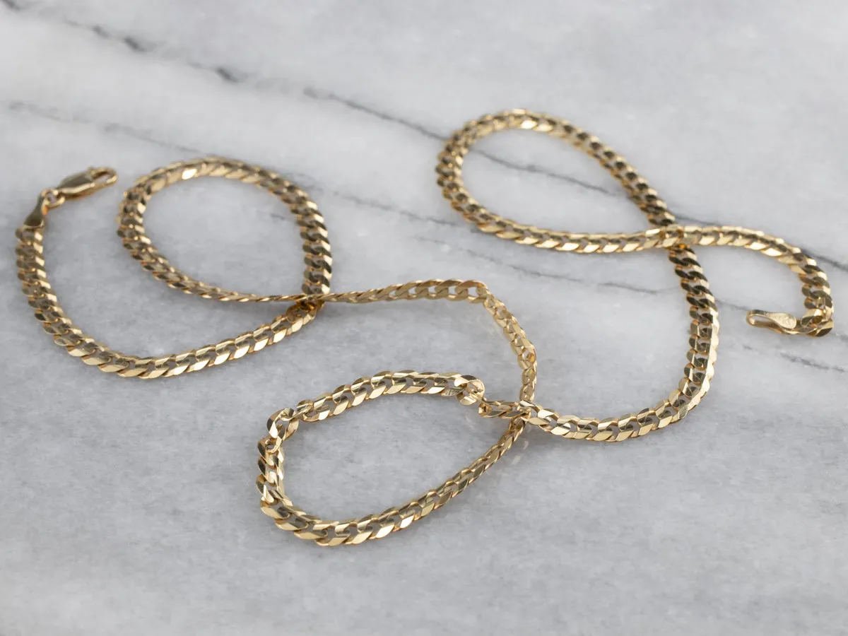 14K Gold Flat Curb Chain Necklace