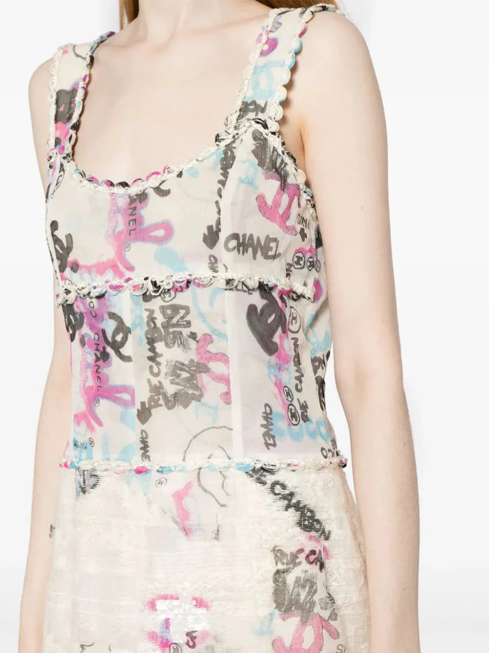 2007 Graffiti Logo Print Midi Dress