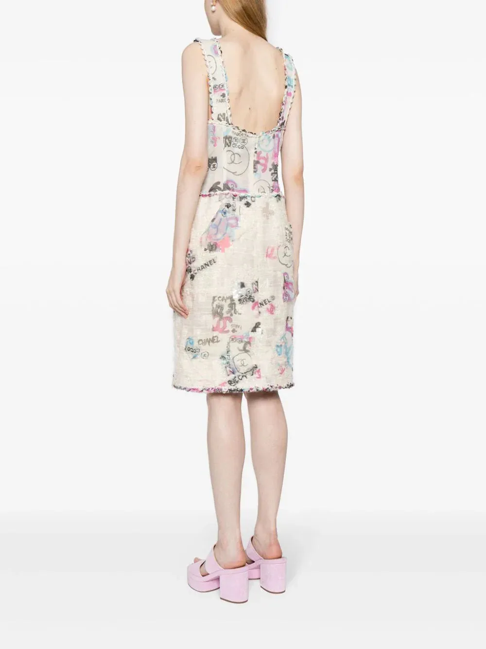 2007 Graffiti Logo Print Midi Dress