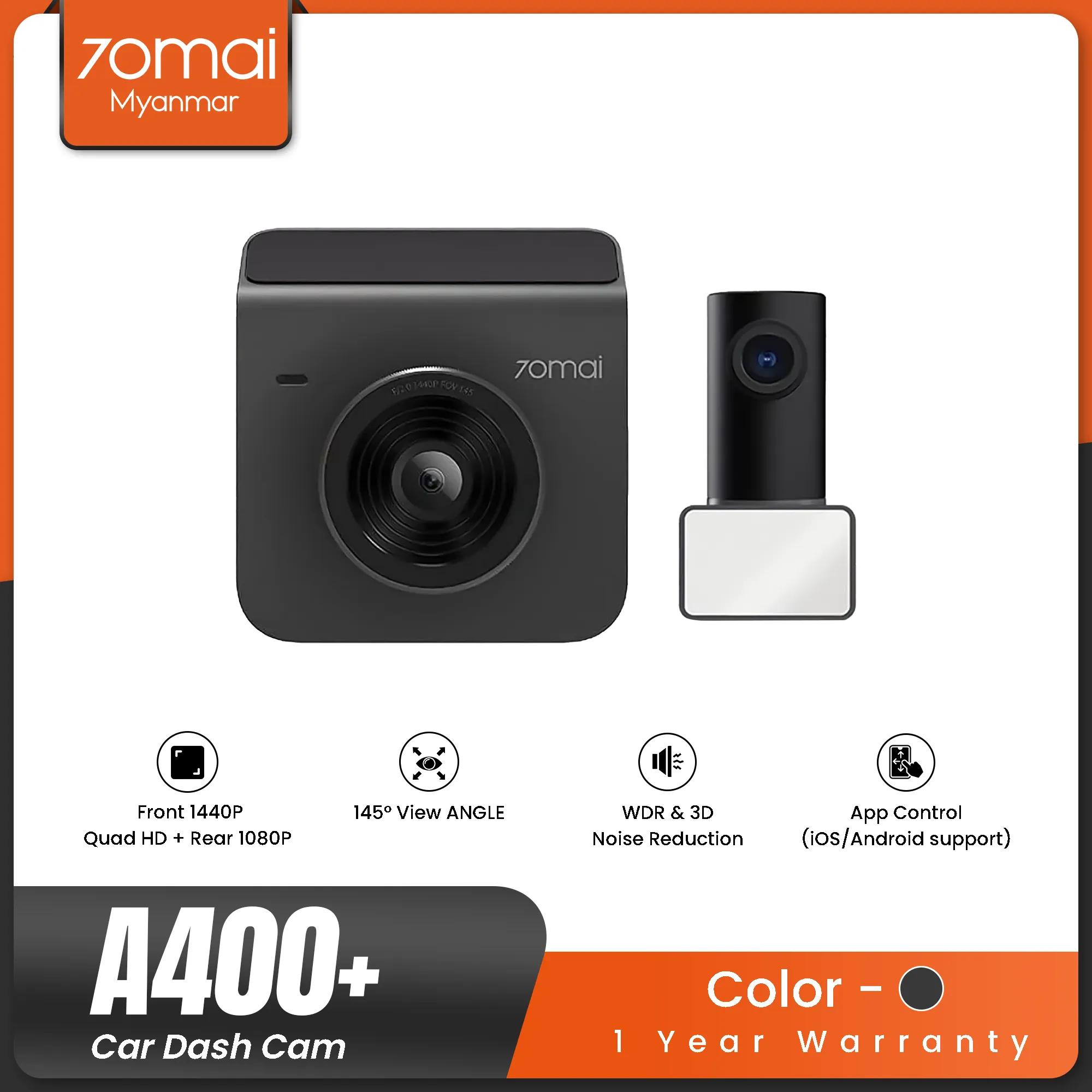 70MAI A400-1 DASH CAM A400  REAR CAM SET