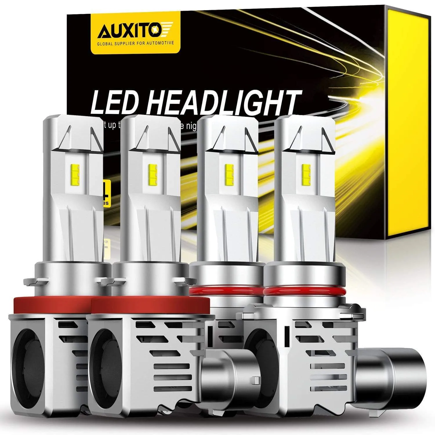 9005 H11 LED Bulbs Combo, 30000LM 6500K Cool White, Wireless HB3 H8 H9 LED Light Bulbs, Pack of 4, Including 2 PCS H11 LED Bulbs and 2 PCS 9005 LED Bulbs