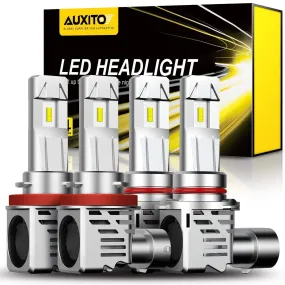 9005 H11 LED Bulbs Combo, 30000LM 6500K Cool White, Wireless HB3 H8 H9 LED Light Bulbs, Pack of 4, Including 2 PCS H11 LED Bulbs and 2 PCS 9005 LED Bulbs