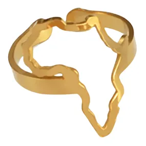 Adjustable Africa Outline Ring - 18K Gold Plated