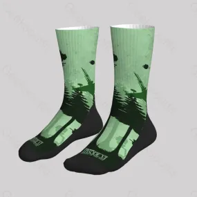 Aircraft Forest Silhouette Green Men's Socks