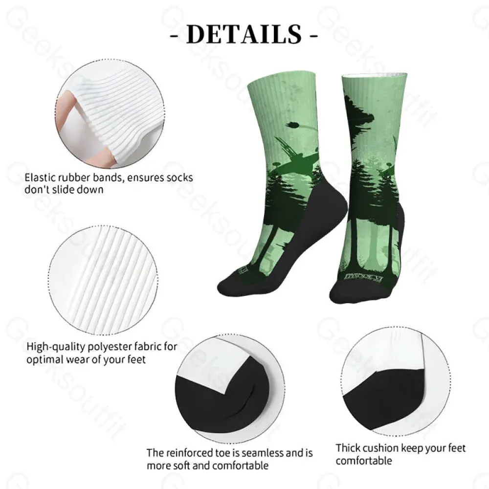 Aircraft Forest Silhouette Green Men's Socks