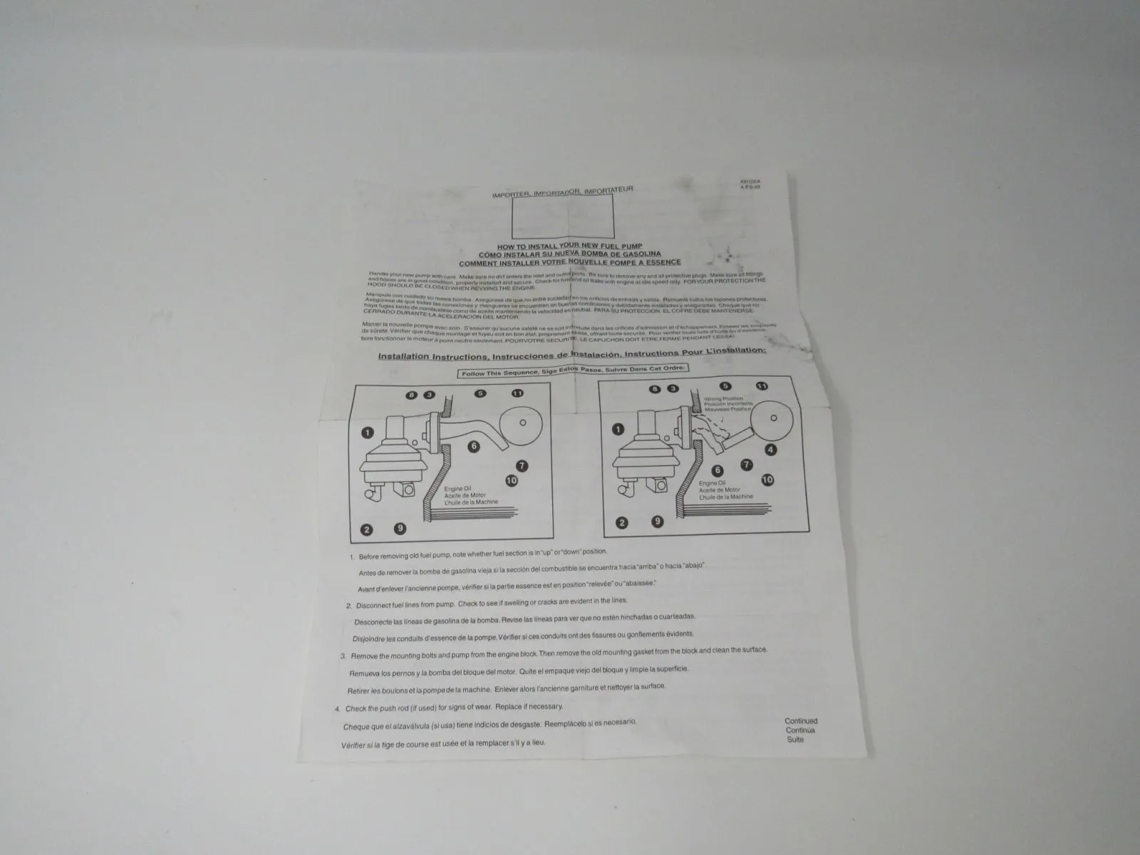 Airtex Mechanical Fuel Pump 60092 -- New