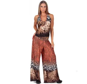 Animal Print Halter-top Jumpsuit 153509