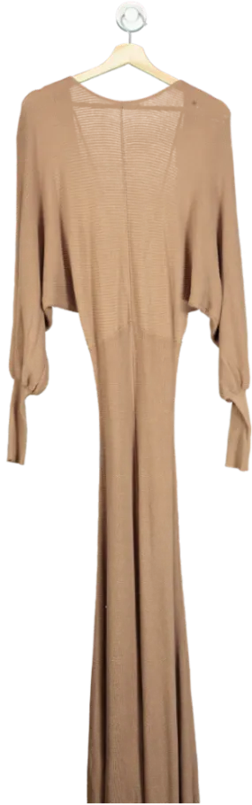ASOS Brown Backless Long Sleeve Knitted Midi Dress UK 6