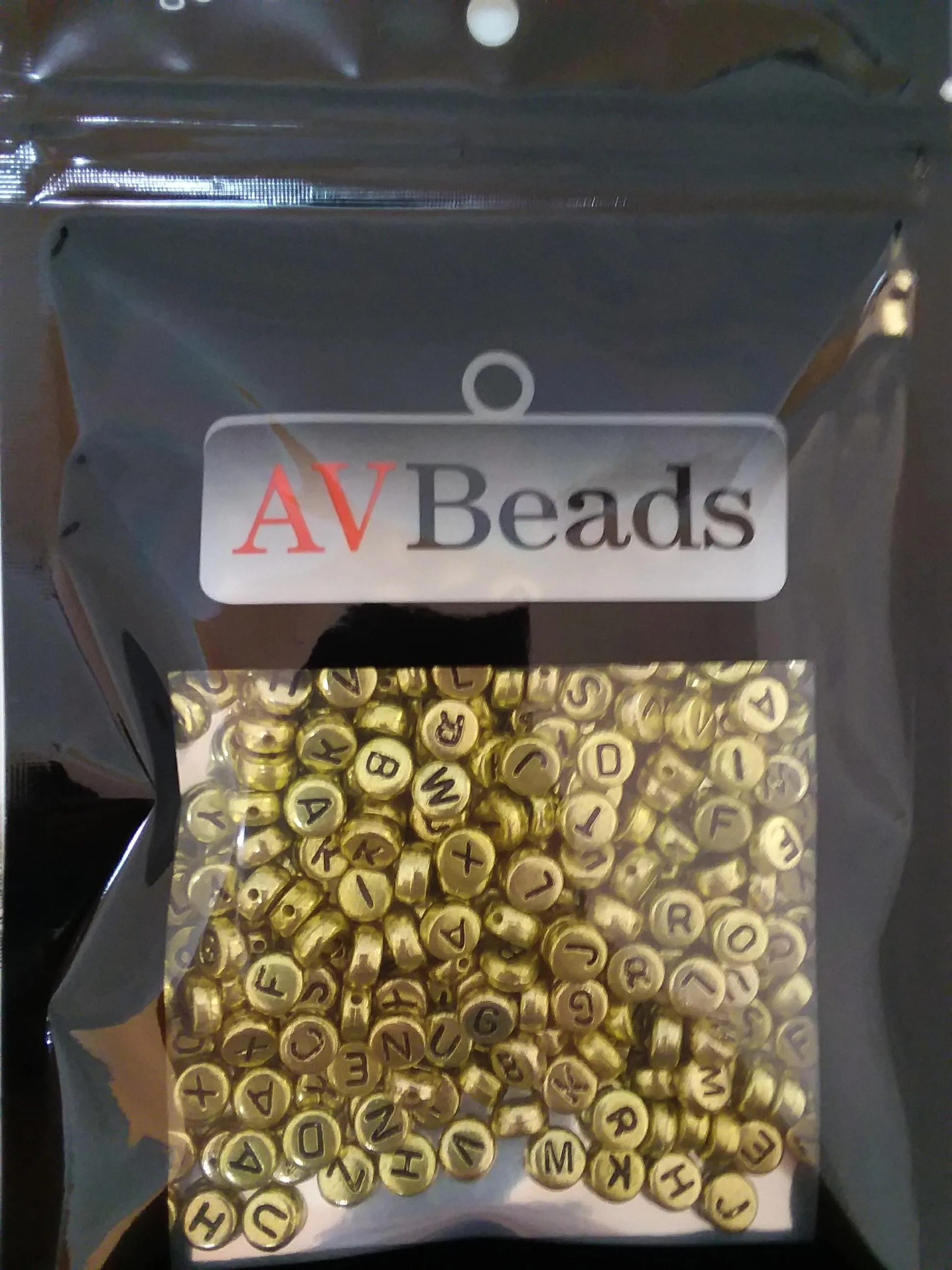 AVBeads Acrylic Beads Spacer Alphabet Letter Beads 7mm Gold 2oz approx. 400pcs