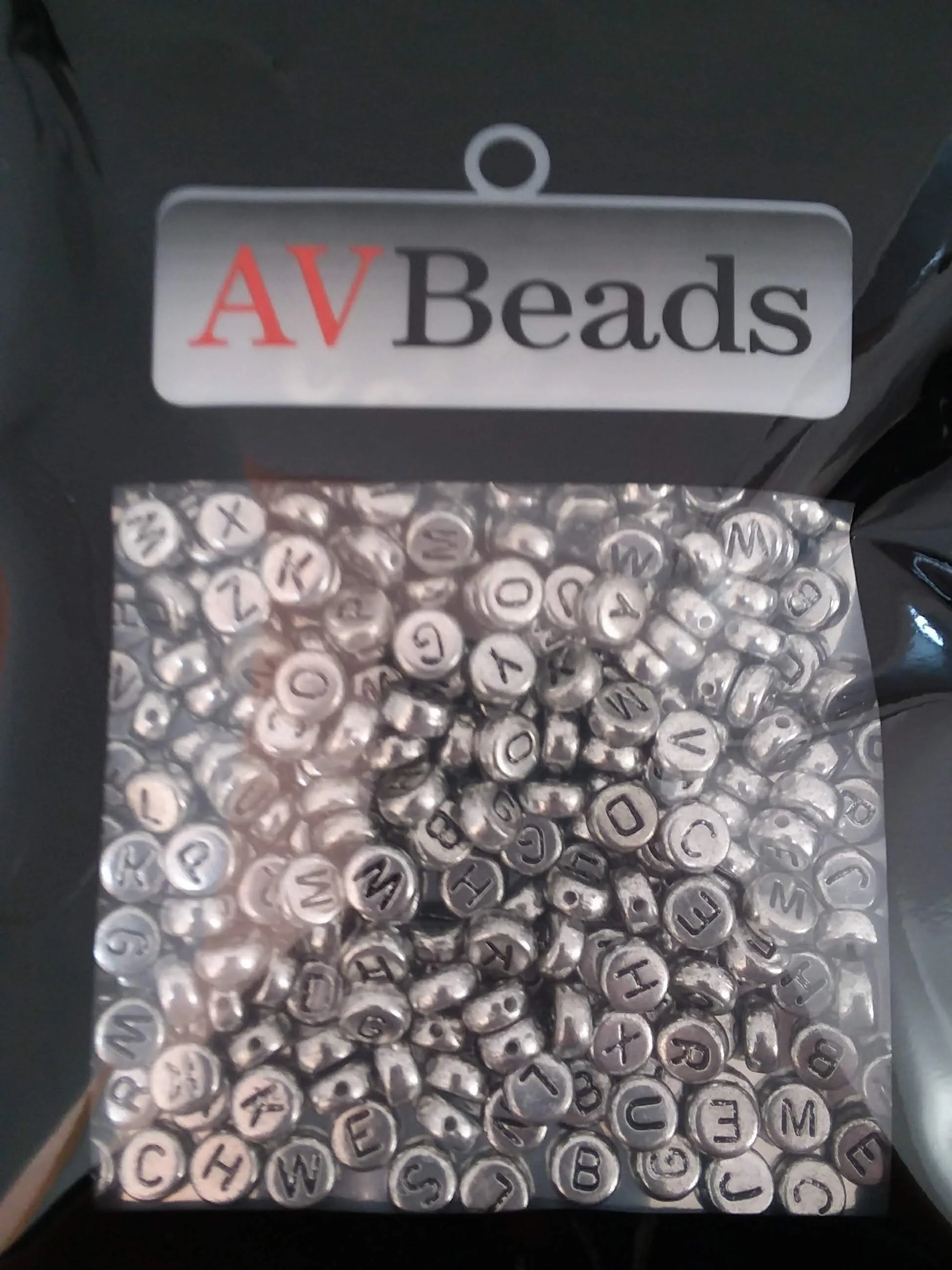 AVBeads Acrylic Beads Spacer Alphabet Letter Beads 7mm Silver 2oz approx. 400pcs