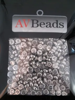 AVBeads Acrylic Beads Spacer Alphabet Letter Beads 7mm Silver 2oz approx. 400pcs