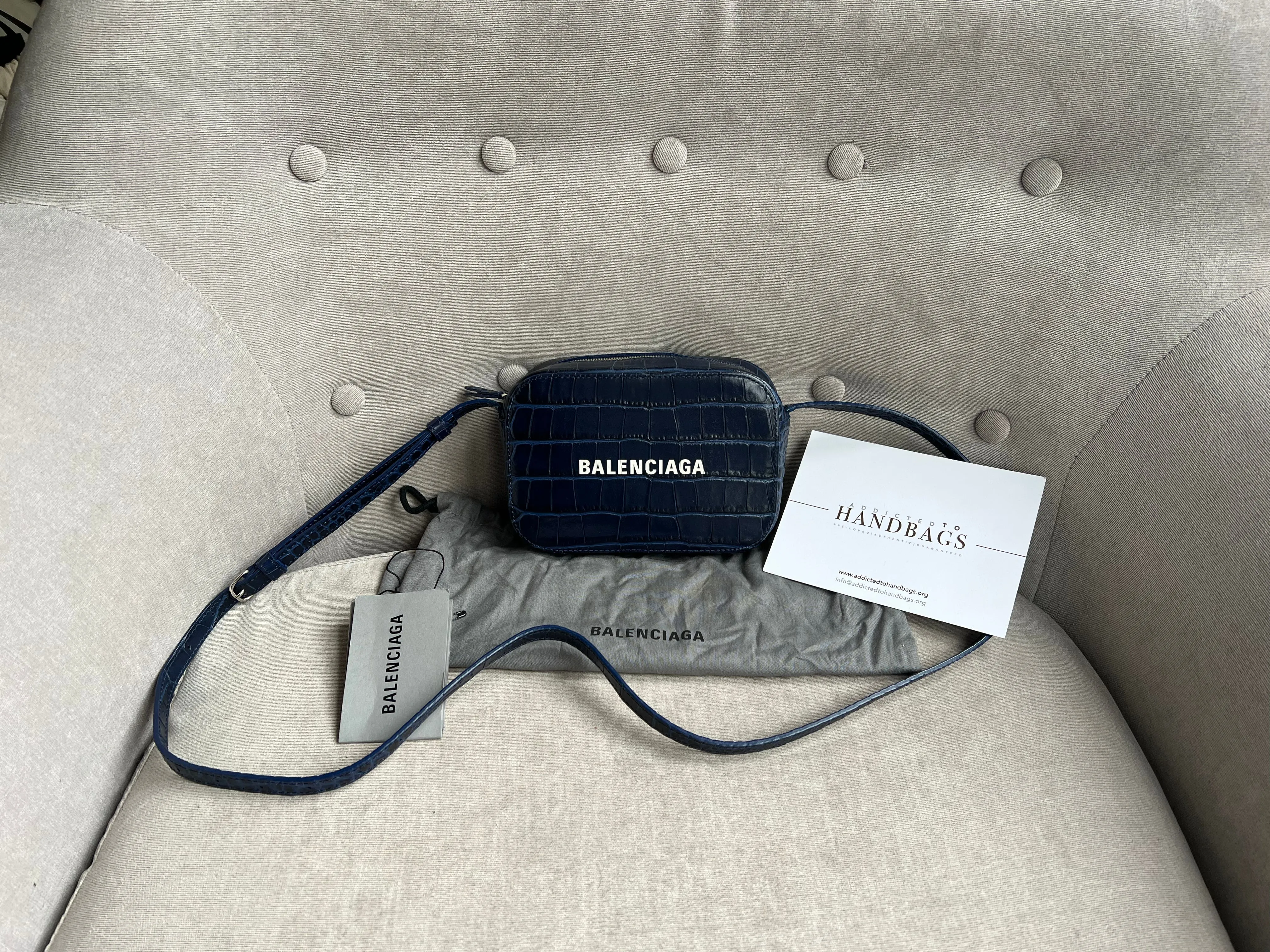 Balenciaga Blue Croc Everyday XS Camera Bag695