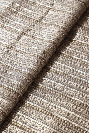 Beautiful Heavy Sequins With Zari Stripes Embroidery On Beige Soft Net Fabric