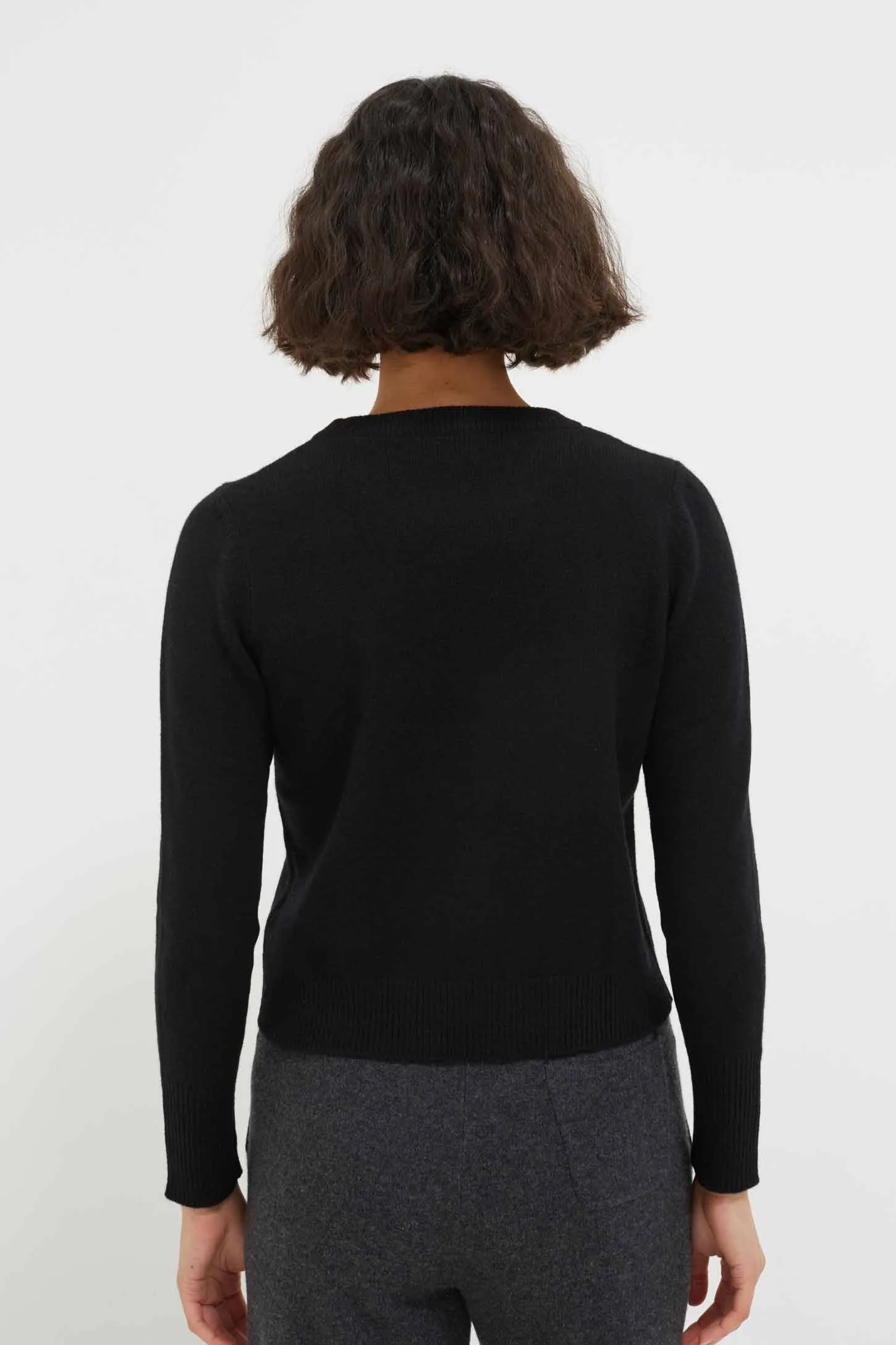 Black Cashmere Cropped Sweater