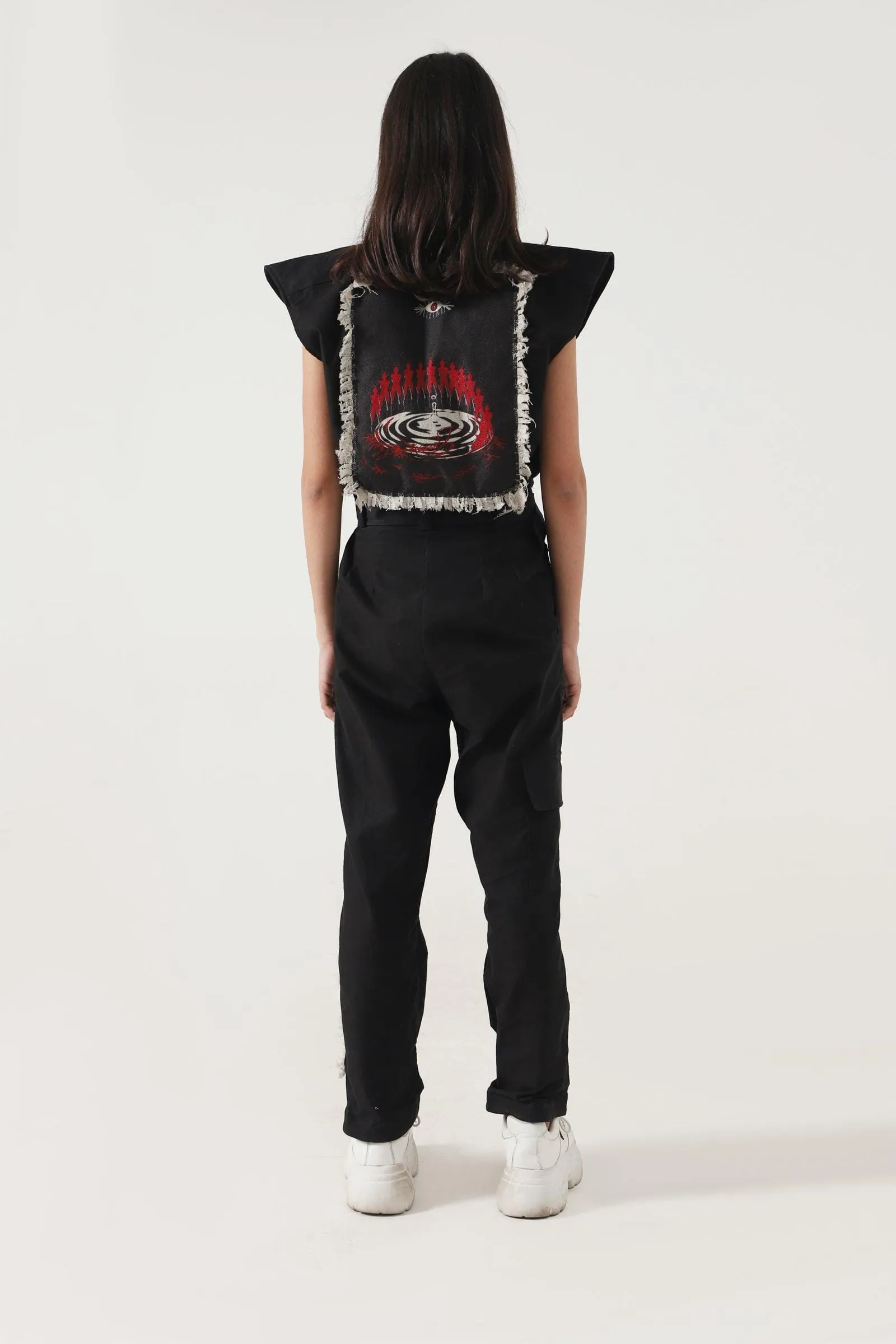 BLACK HANDWOVEN JUMPSUIT