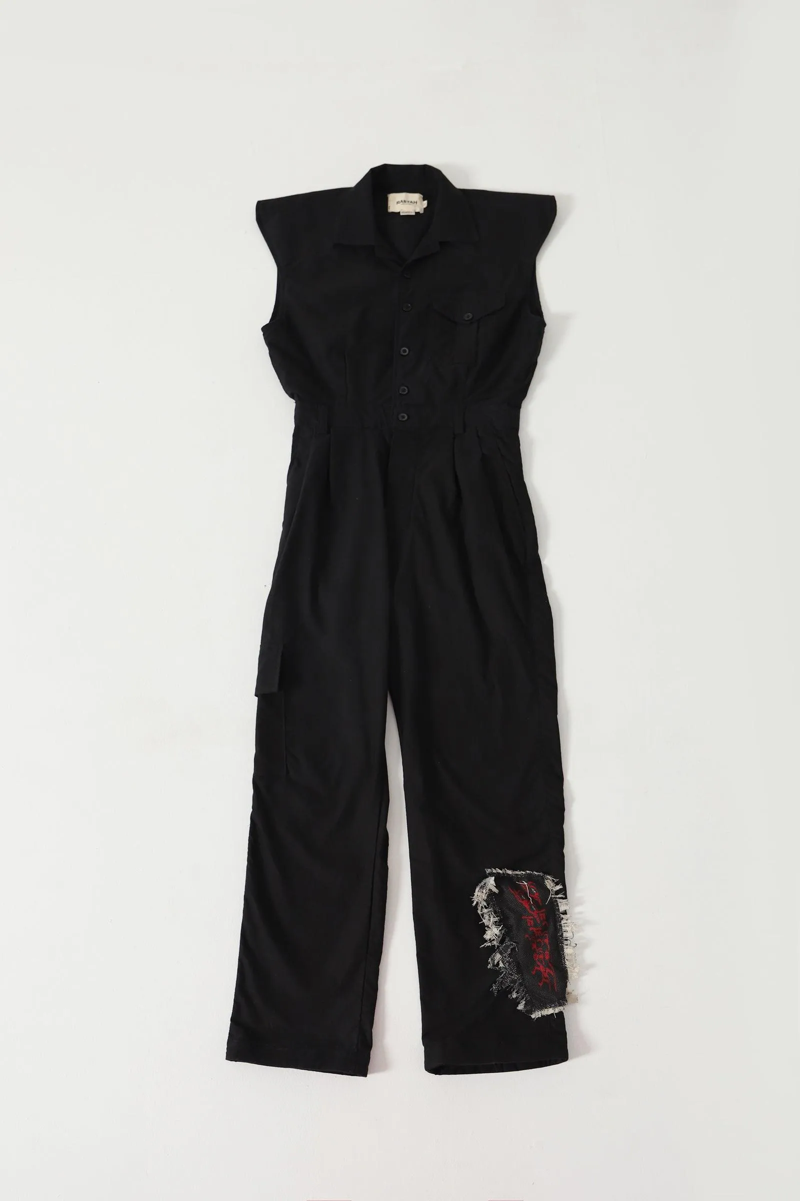 BLACK HANDWOVEN JUMPSUIT
