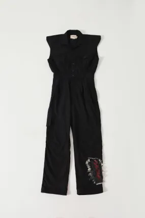 BLACK HANDWOVEN JUMPSUIT