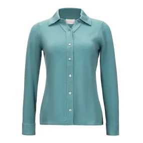 Calin Cashmere Button Down - Shearwater Blue