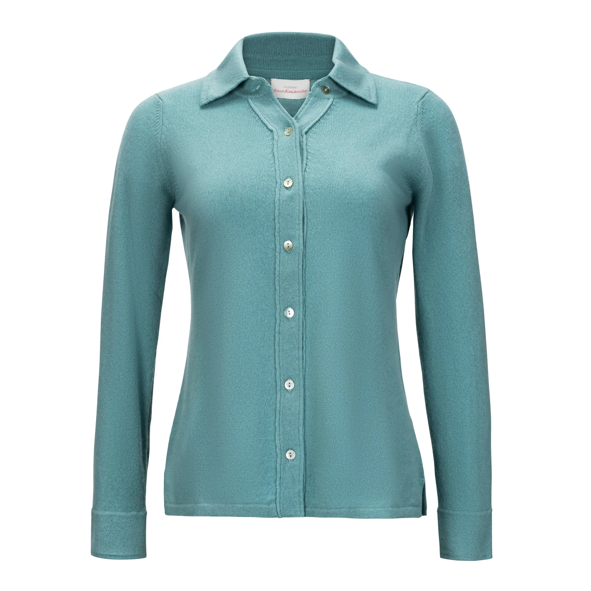 Calin Cashmere Button Down - Shearwater Blue