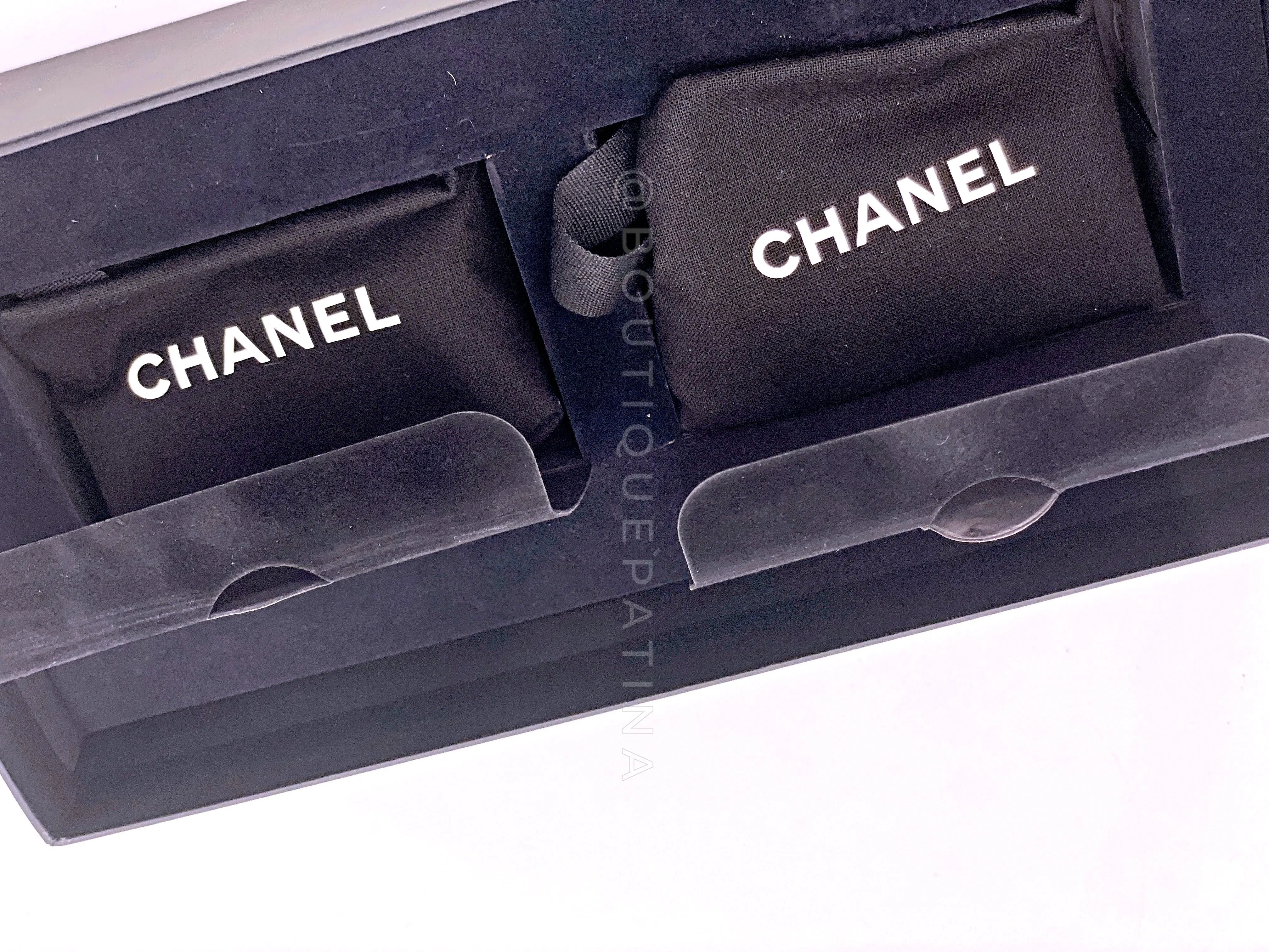 Chanel 21A Quilted Crystal Pearl Cuff Bracelet Set of 2