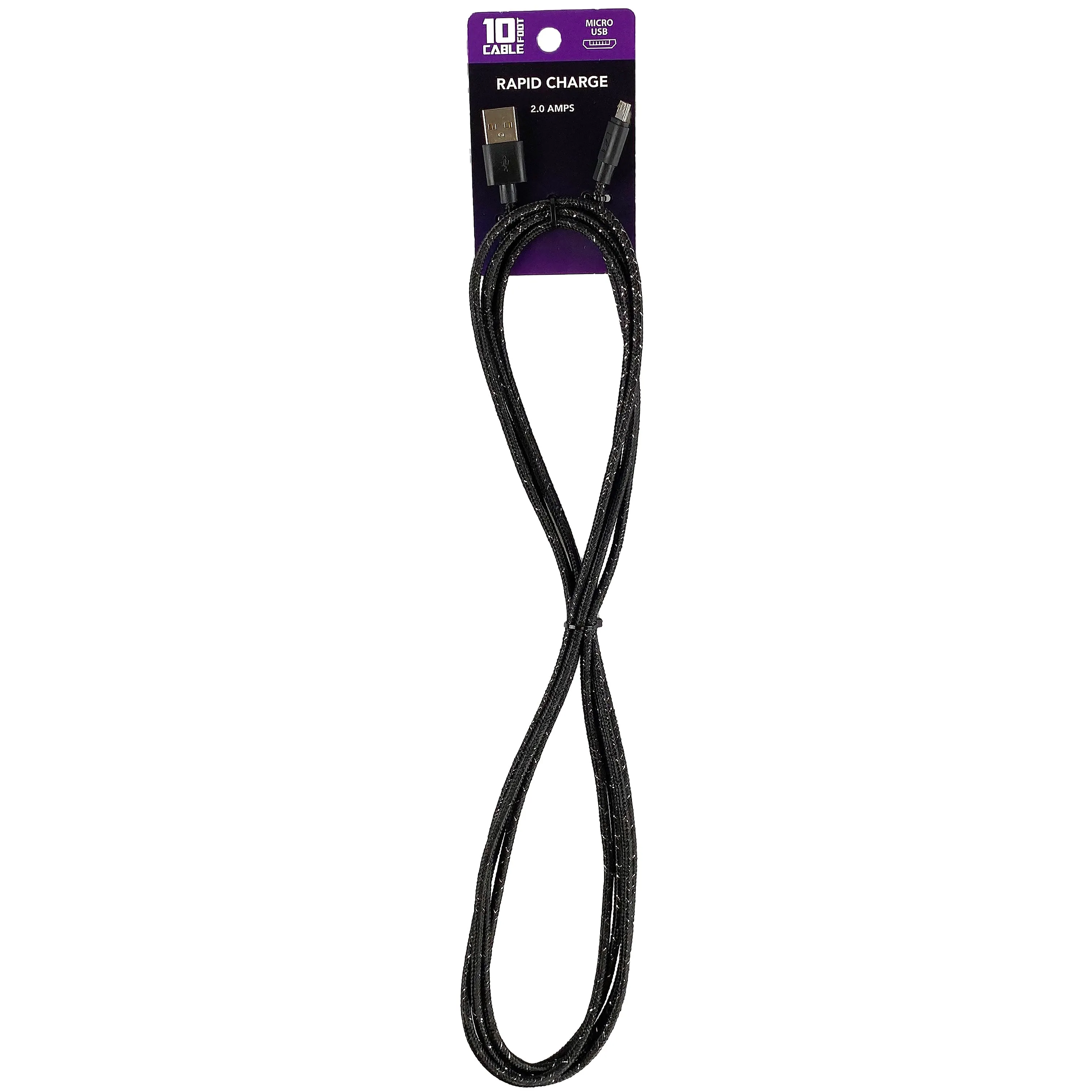 Charging Cable USB to Micro USB 10FT 2 Amp- 18 Pieces Per Pack 40289