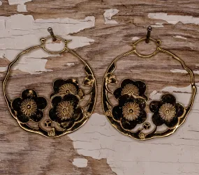 Cherry Blossom Hoop- Yellow Gold Plated