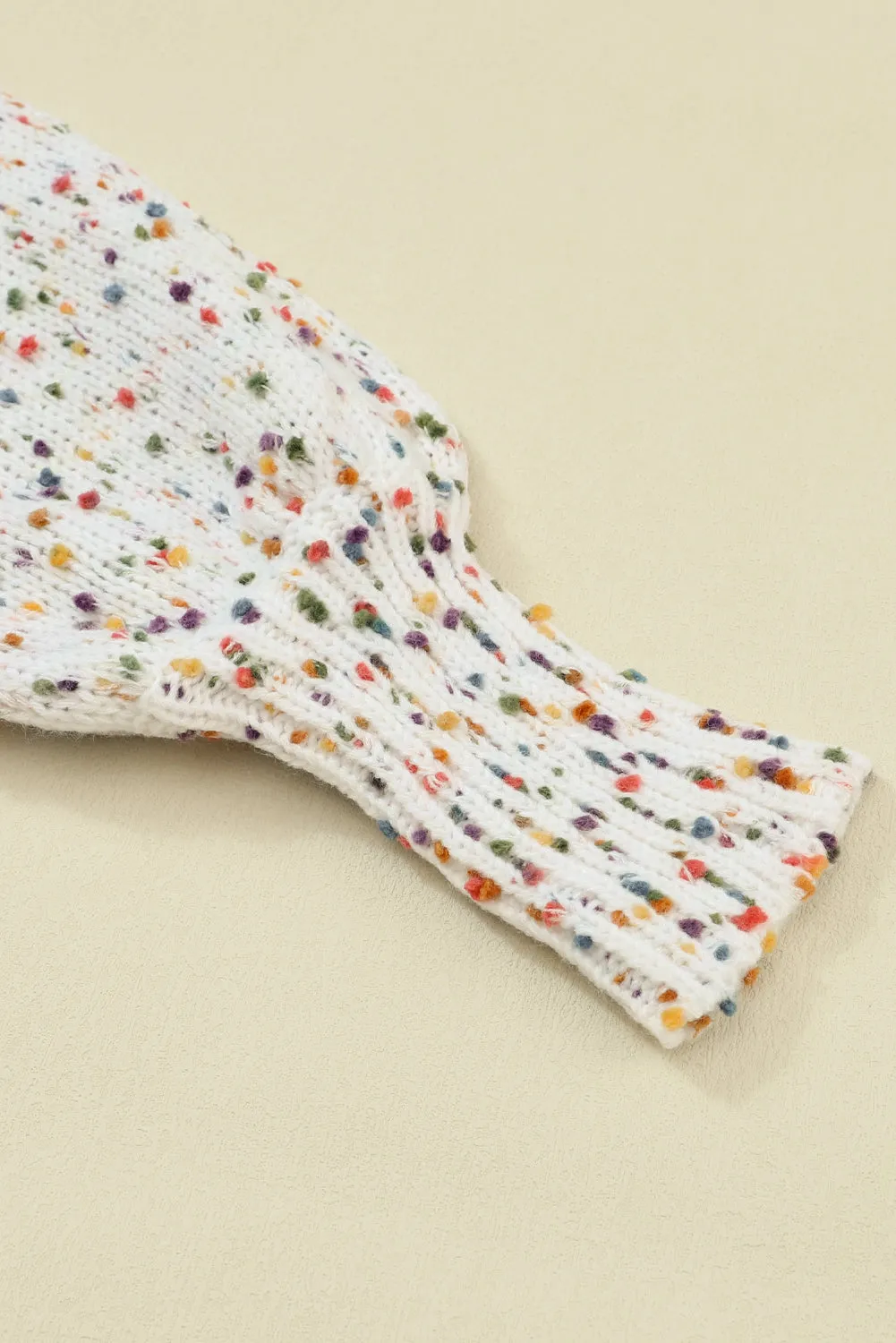 Colorful Dots Cable Knit Crew Neck Sweater