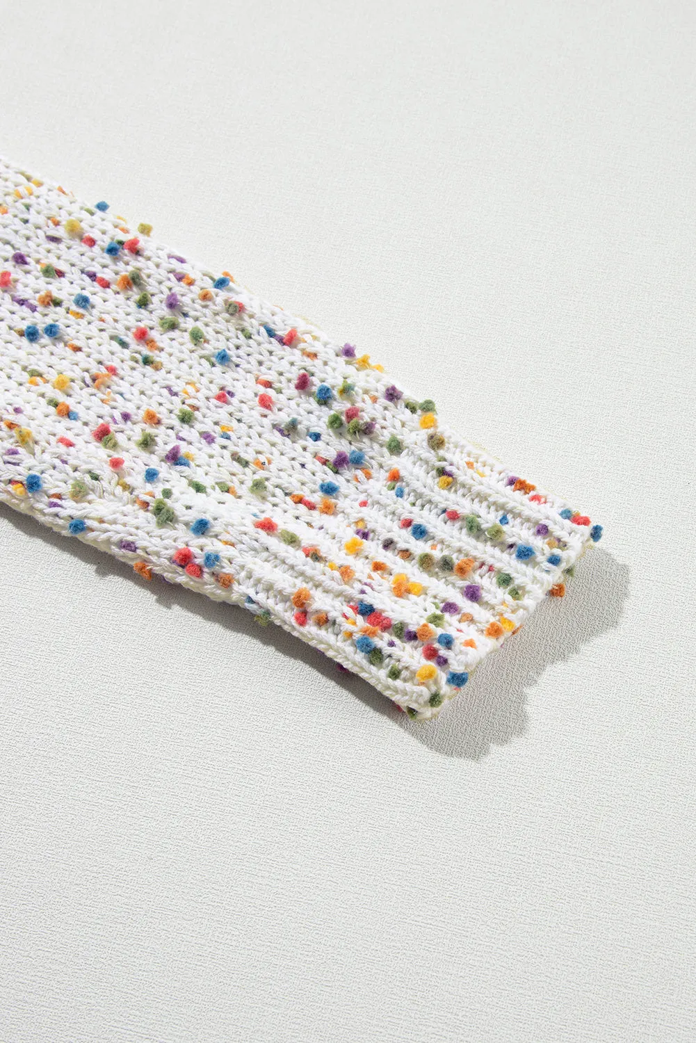Colorful Dots Cable Knit Crew Neck Sweater