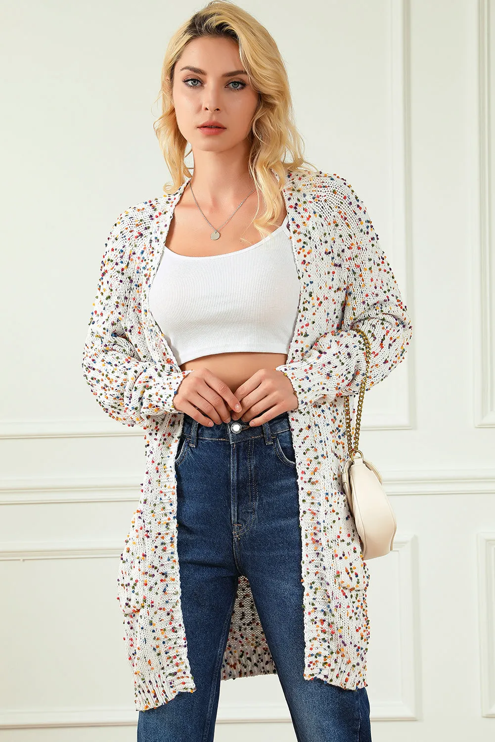 Colorful Dots Cable Knit Crew Neck Sweater