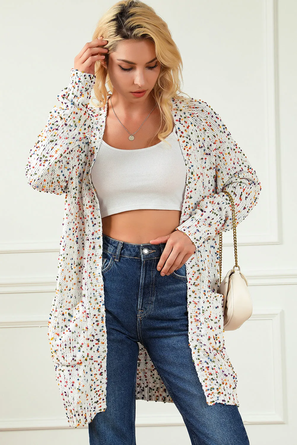 Colorful Dots Cable Knit Crew Neck Sweater