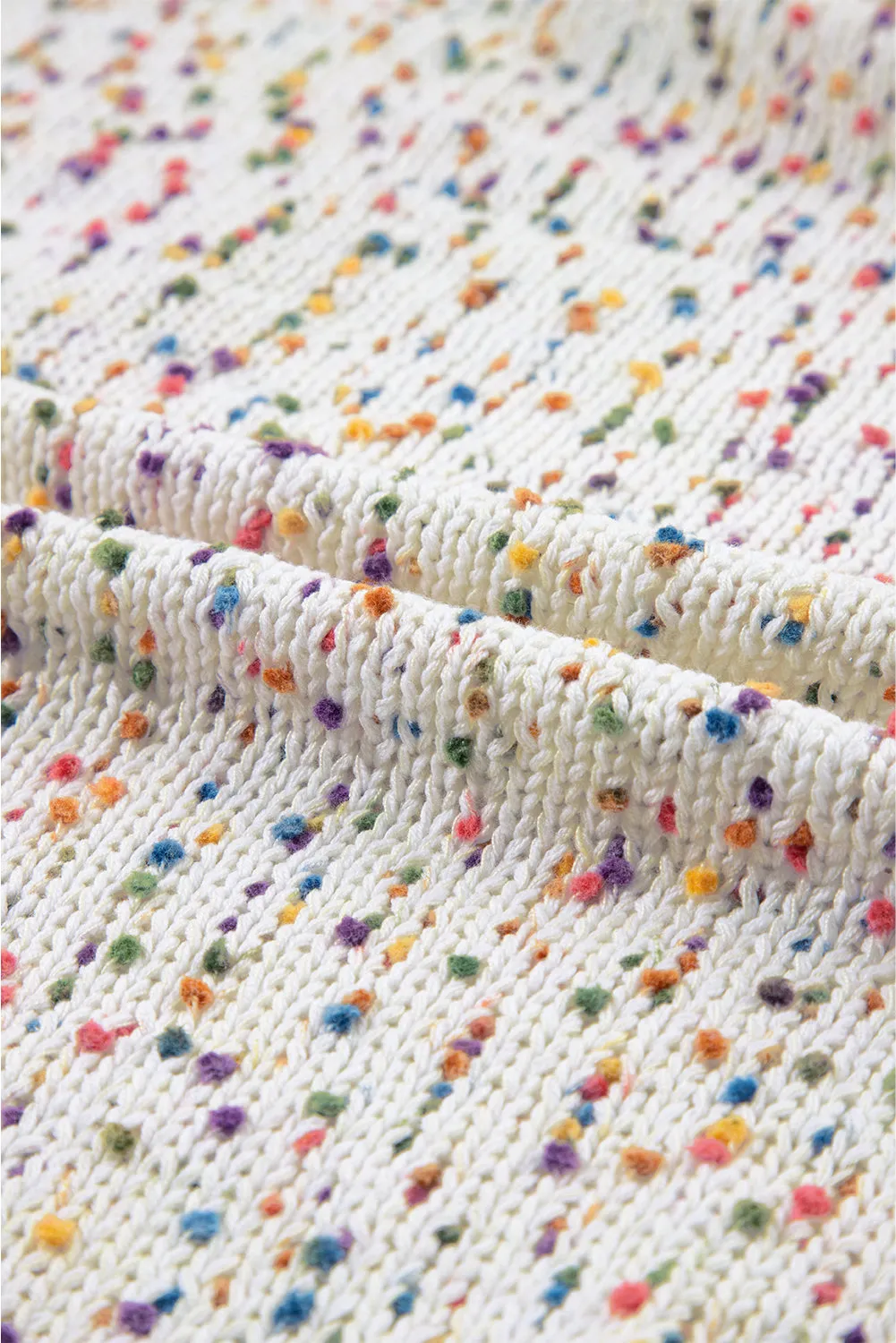 Colorful Dots Cable Knit Crew Neck Sweater