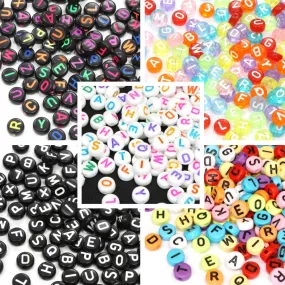 Colourful Plastic Letter Beads 4x7mm Bundle - Pack of 5