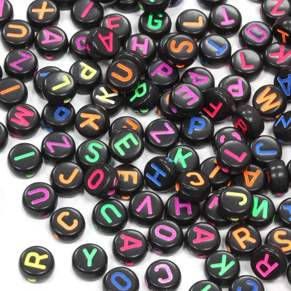 Colourful Plastic Letter Beads 4x7mm Bundle - Pack of 5
