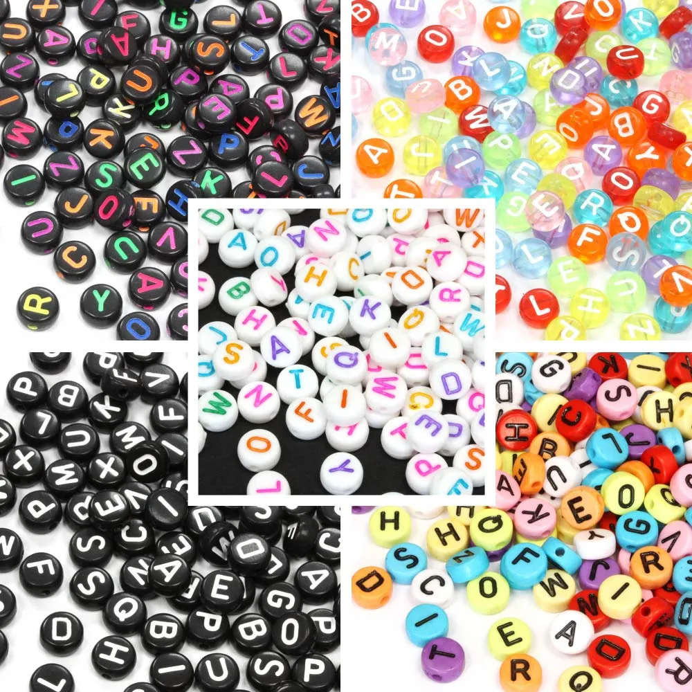 Colourful Plastic Letter Beads 4x7mm Bundle - Pack of 5