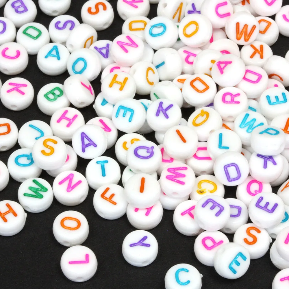 Colourful Plastic Letter Beads 4x7mm Bundle - Pack of 5