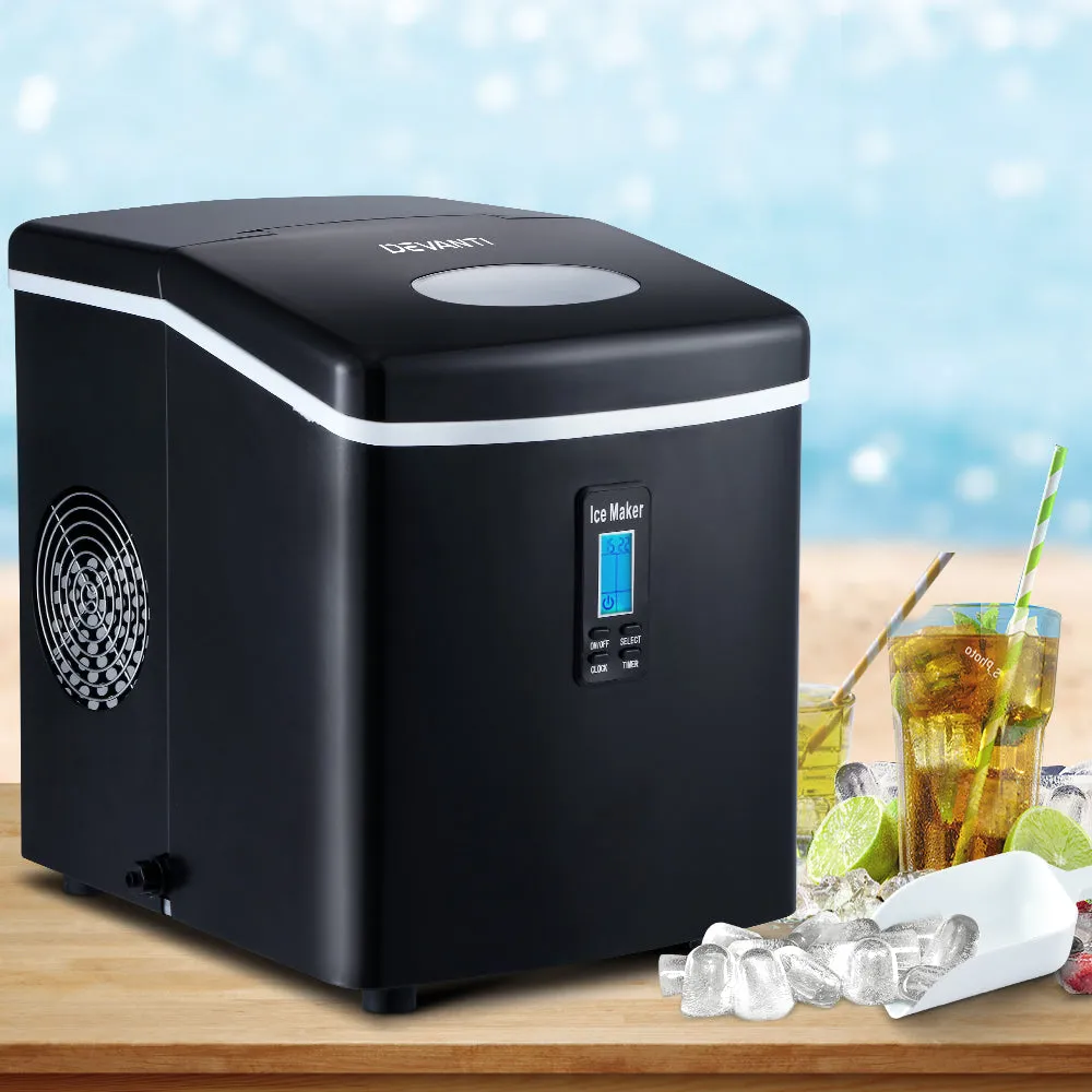 Devanti 3.2L Portable Ice Cube Maker Machine Benchtop Counter Black