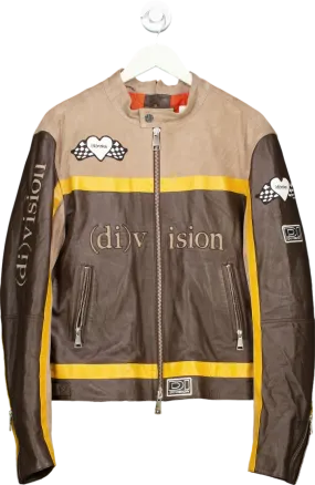 (di)vision Brown Leather Racing Jacket UK XS