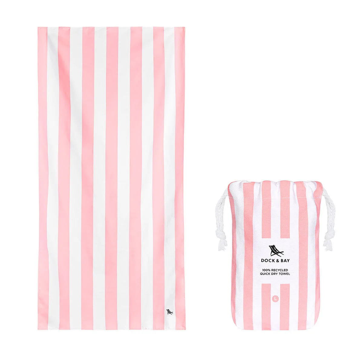 Dock & Bay Beach Towel Cabana Light Collection L 100% Recycled Malibu Pink